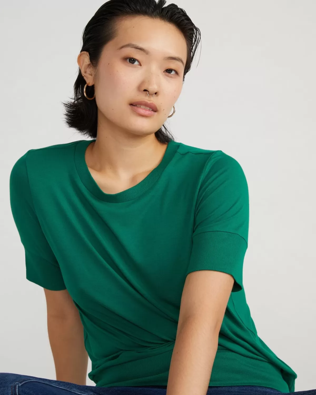 Aimee Liquid Jersey Rib Hem Tee>Universal Standard New