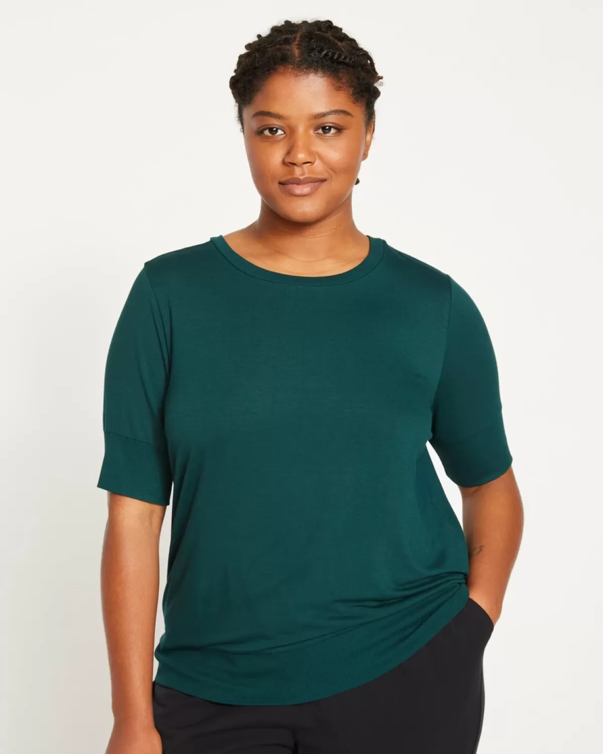 Aimee Liquid Jersey Rib Hem Tee>Universal Standard Fashion