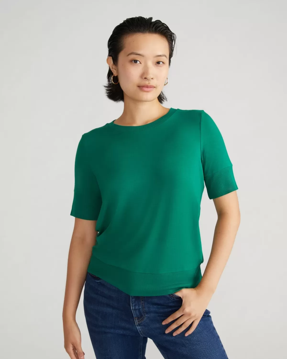 Aimee Liquid Jersey Rib Hem Tee>Universal Standard New
