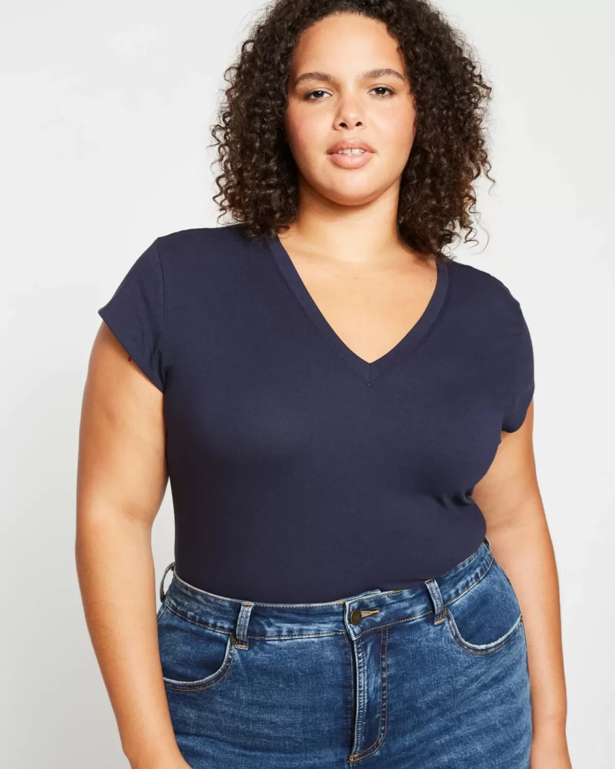 Ashley V Neck Cap Sleeve Tee>Universal Standard Clearance