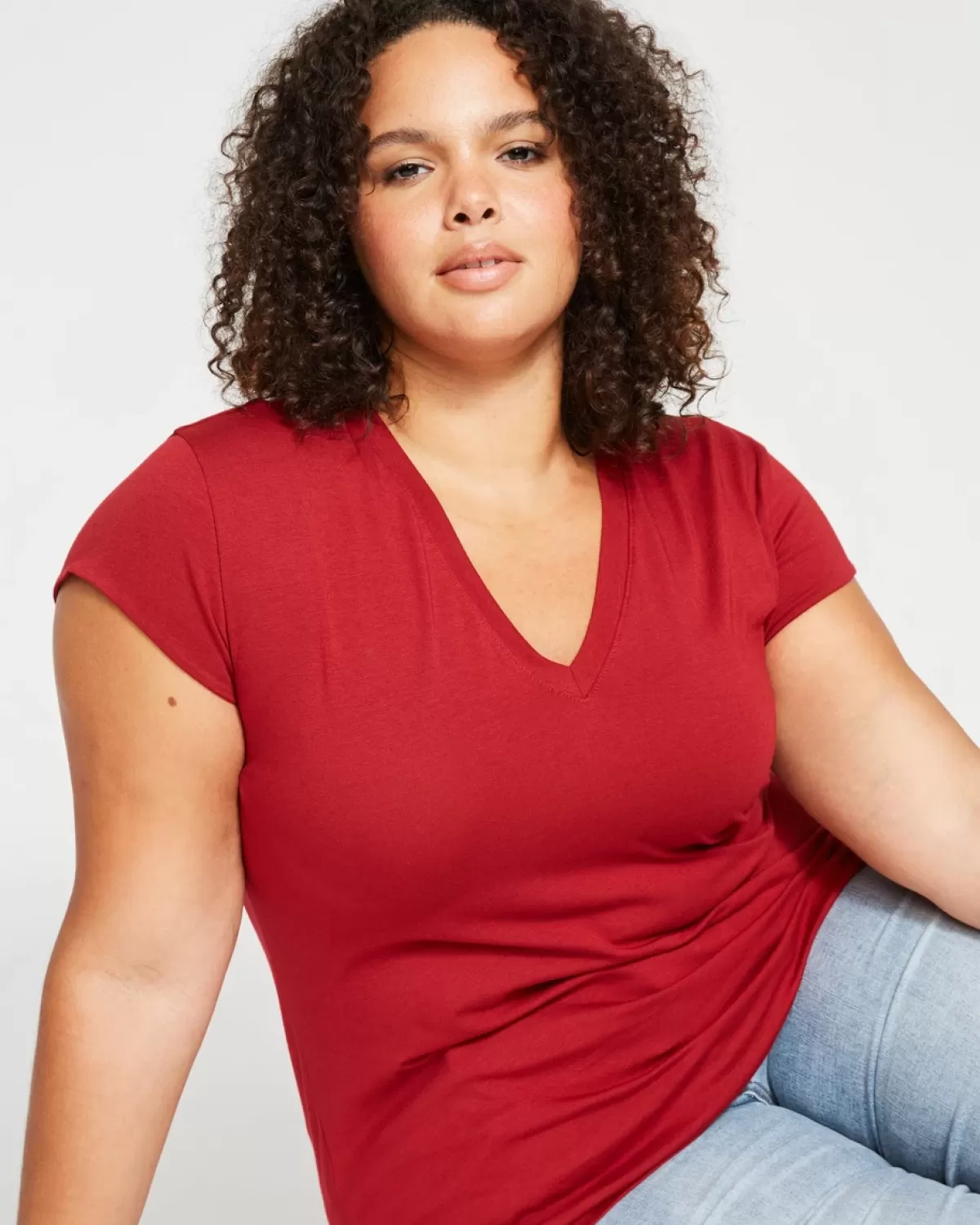 Ashley V Neck Cap Sleeve Tee>Universal Standard Shop