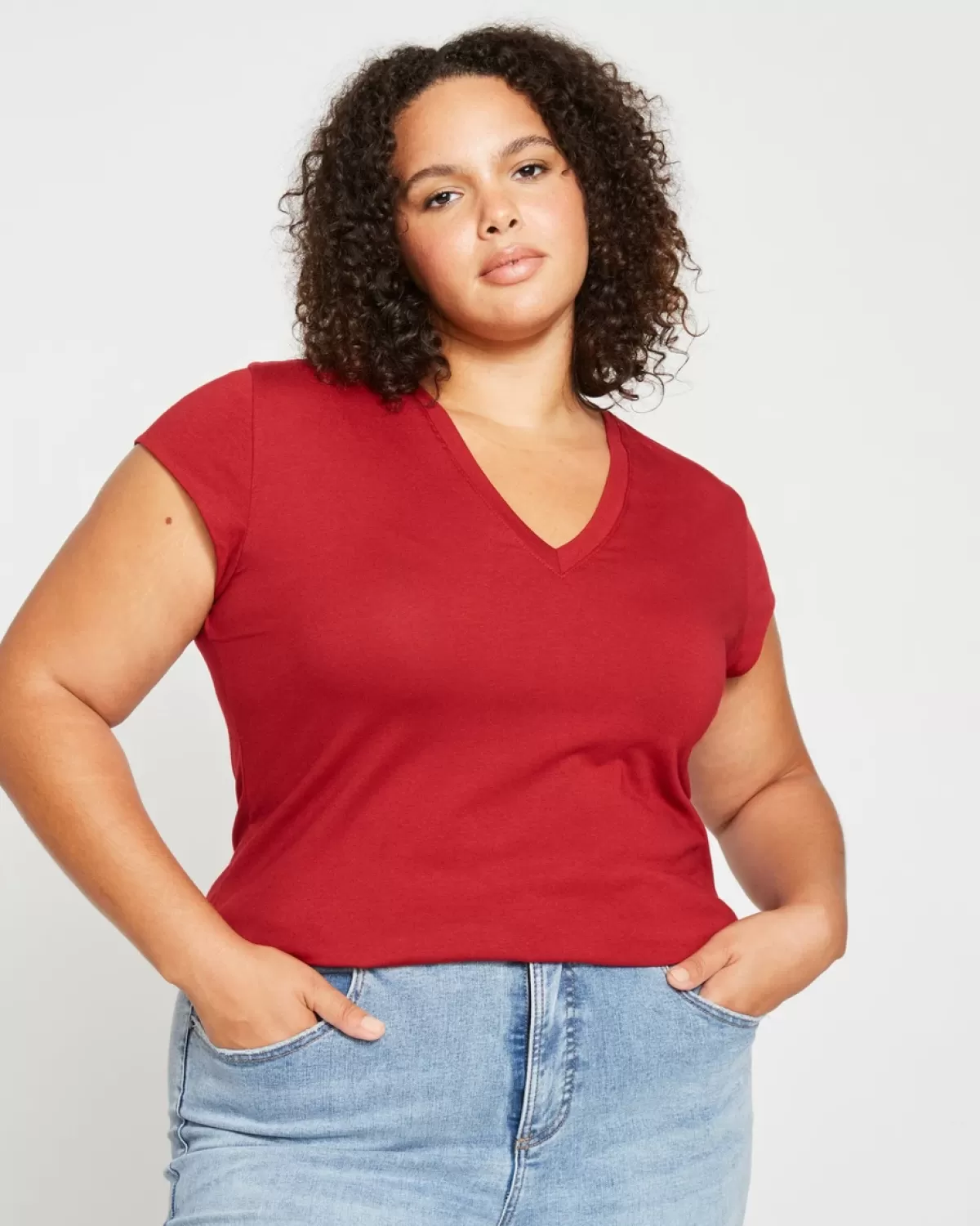 Ashley V Neck Cap Sleeve Tee>Universal Standard Shop