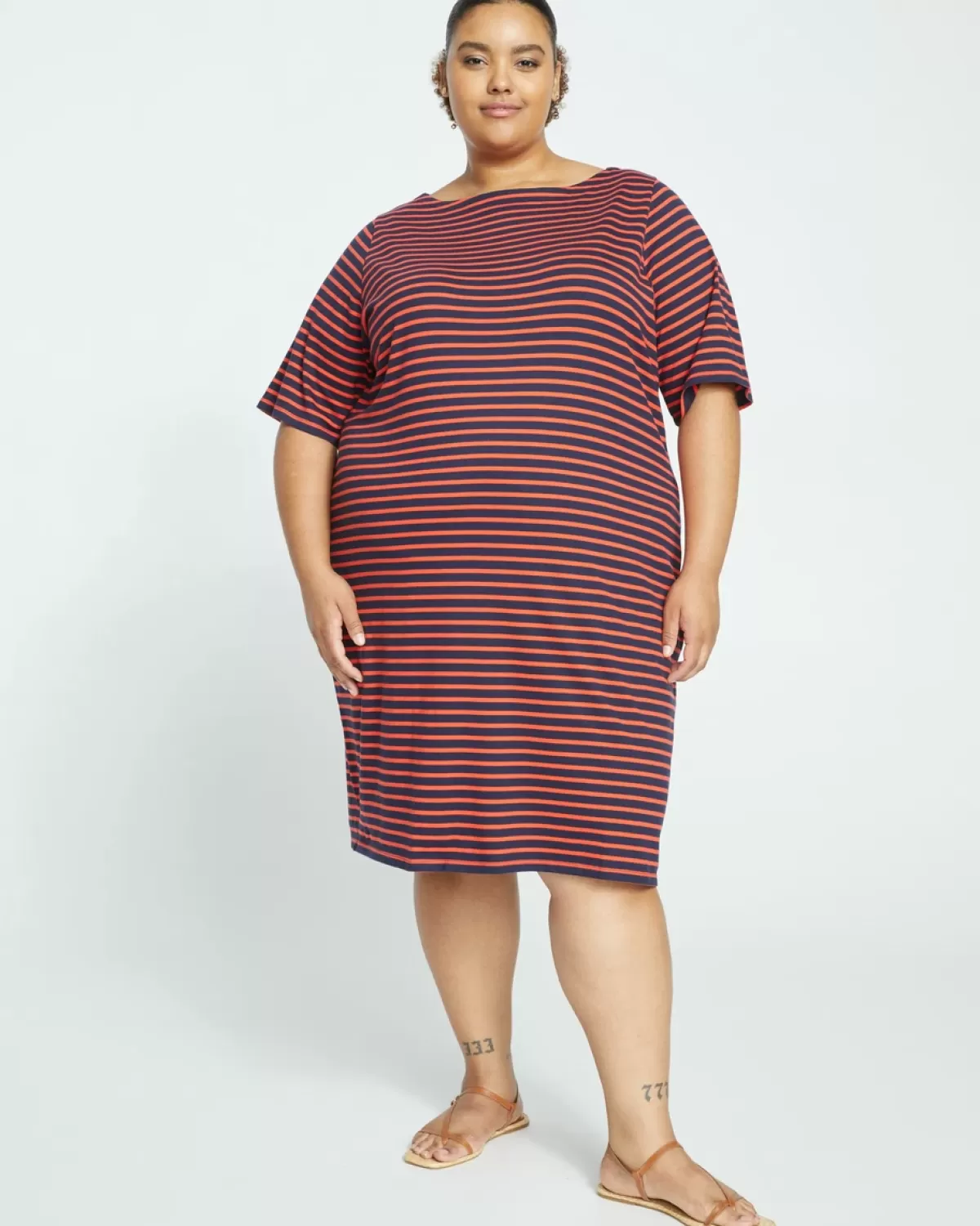 Belle Breton Stripe Jersey Dress>Universal Standard New