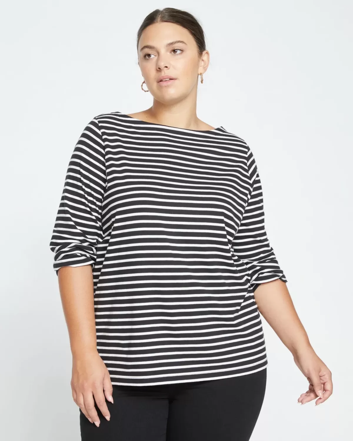 Belle Breton Stripe Jersey Tee>Universal Standard Fashion