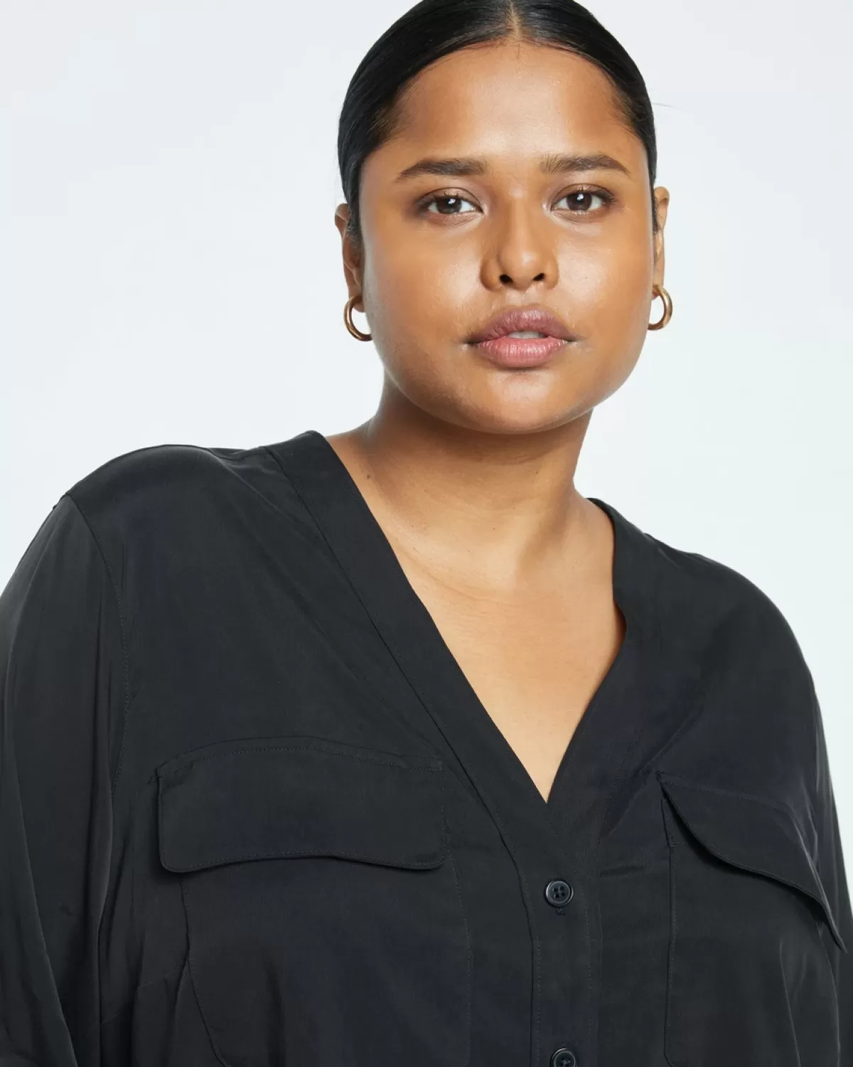 Cooling Stretch Cupro Button-Down Blouse>Universal Standard Best Sale