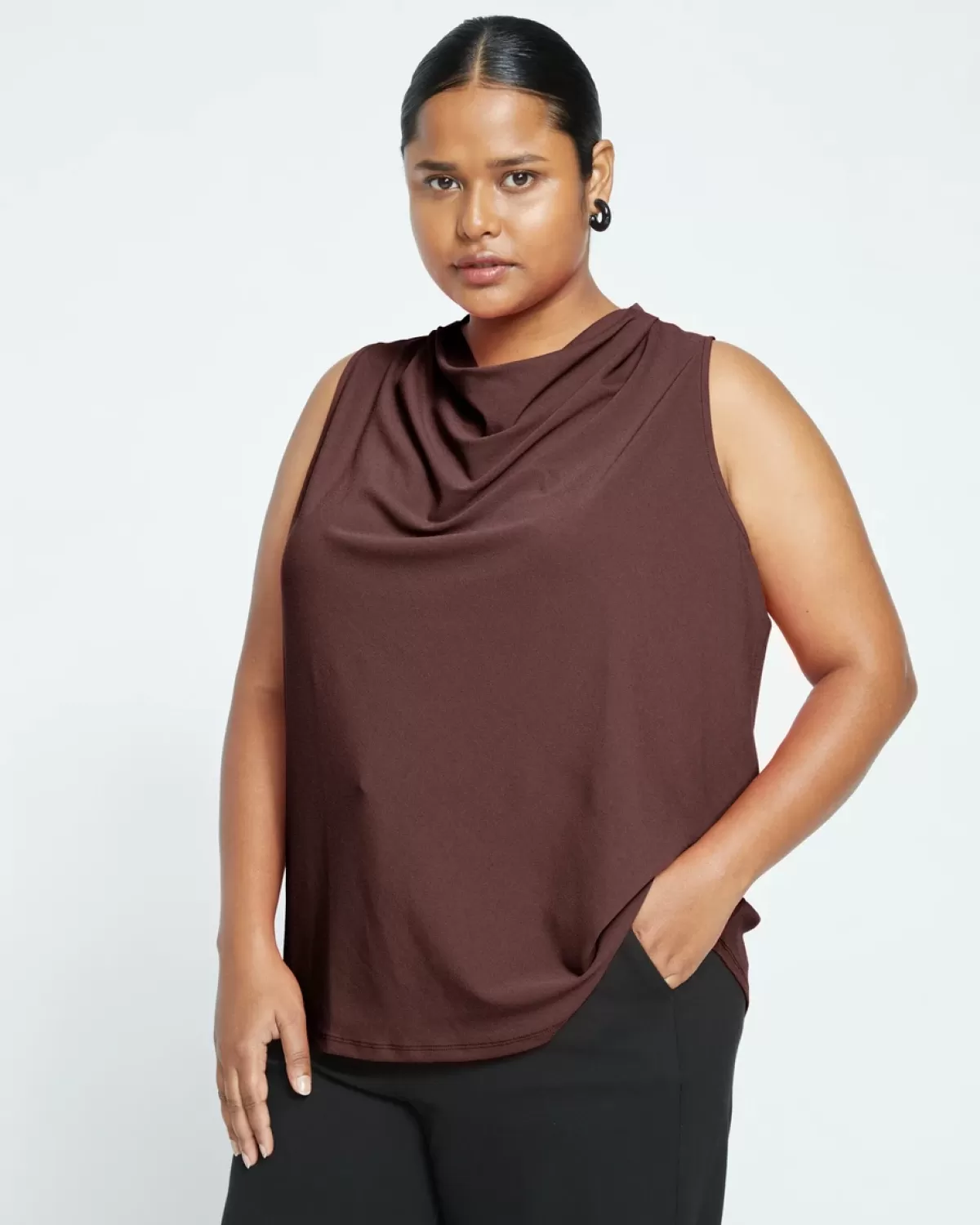 Crepe Jersey Cowl Tank Blouse>Universal Standard Fashion