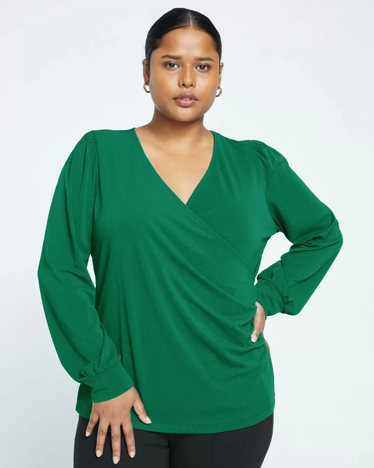 Crepe Jersey Gathered V-Neck Blouse>Universal Standard Store