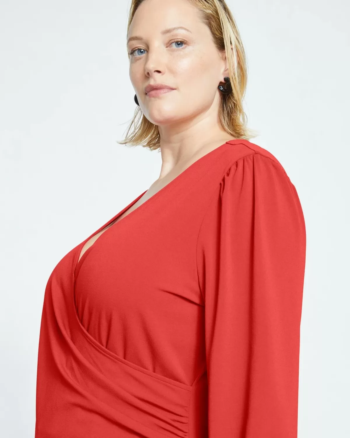 Crepe Jersey Gathered V-Neck Blouse>Universal Standard Clearance