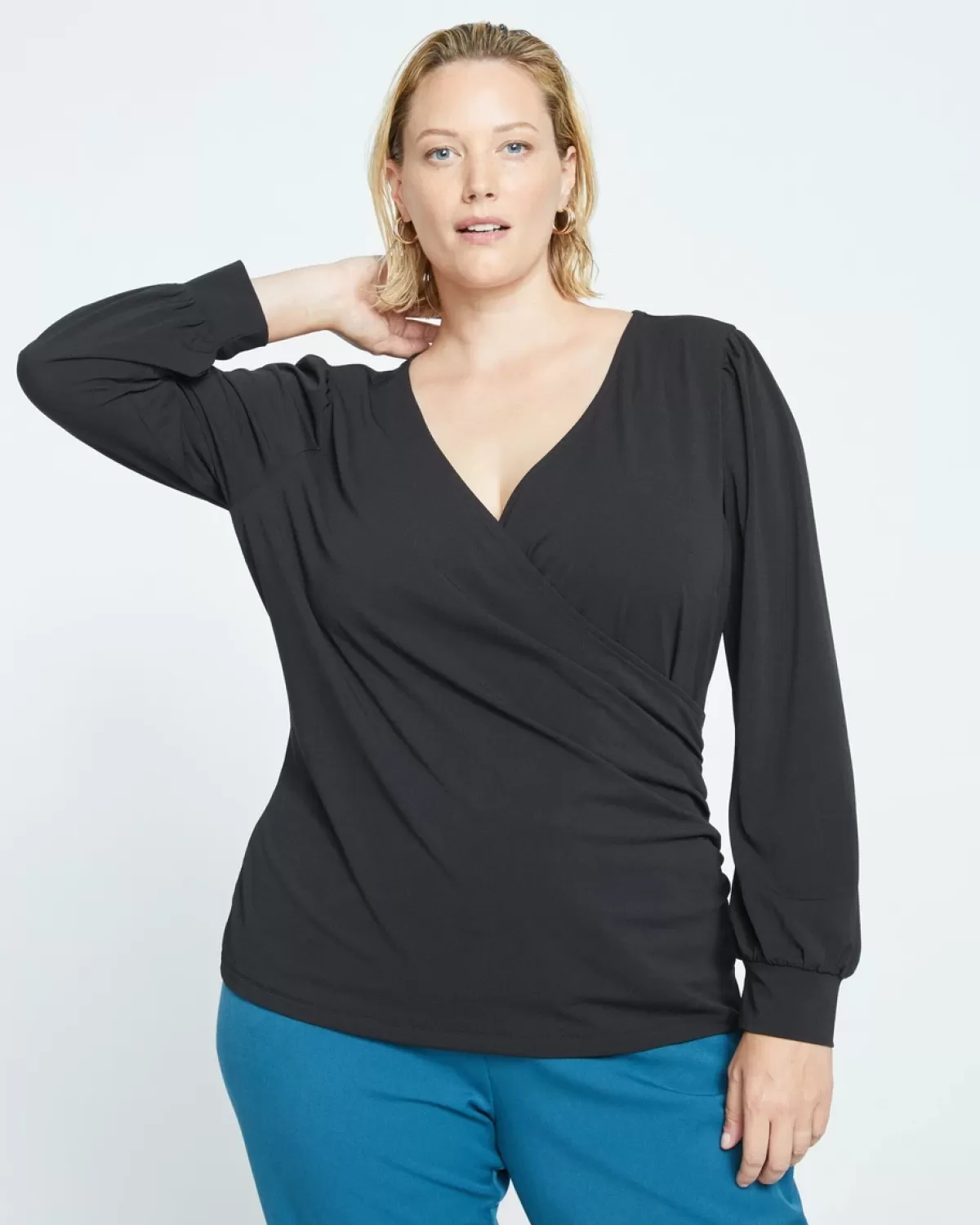 Crepe Jersey Gathered V-Neck Blouse>Universal Standard Hot