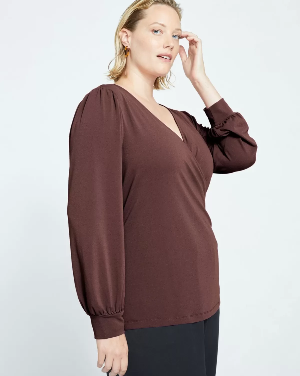 Crepe Jersey Gathered V-Neck Blouse>Universal Standard Store