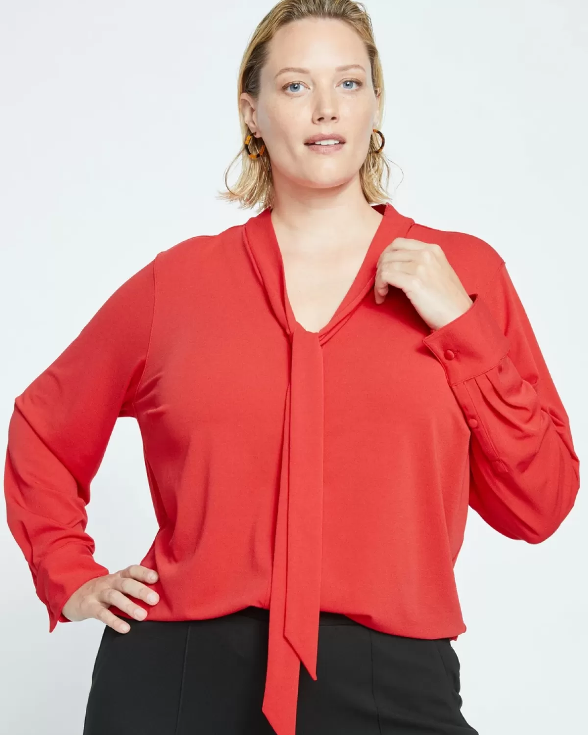 Crepe Jersey Long Sleeve Tess Blouse>Universal Standard Clearance