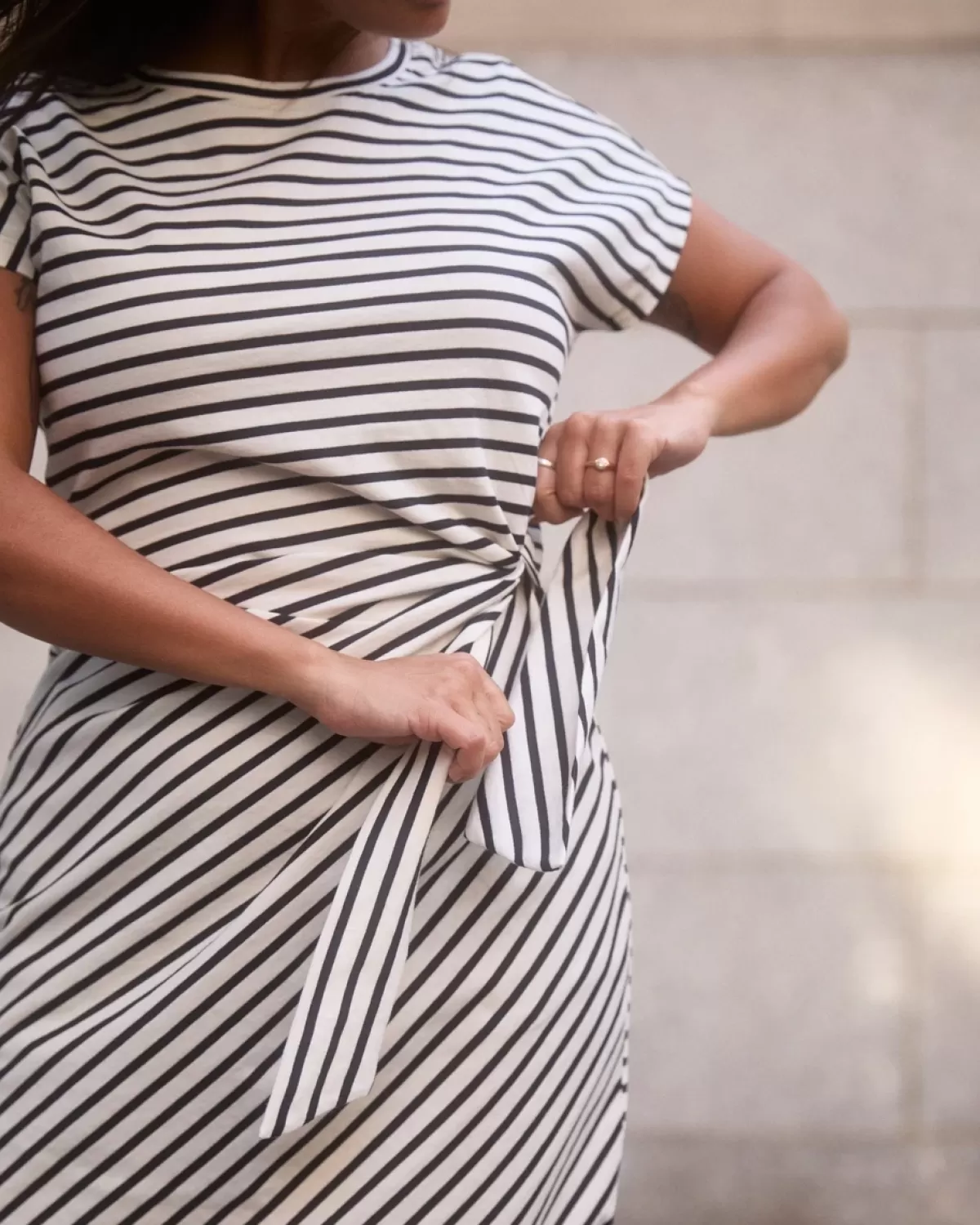 Crescent Breton Stripe Knot Dress>Universal Standard Shop