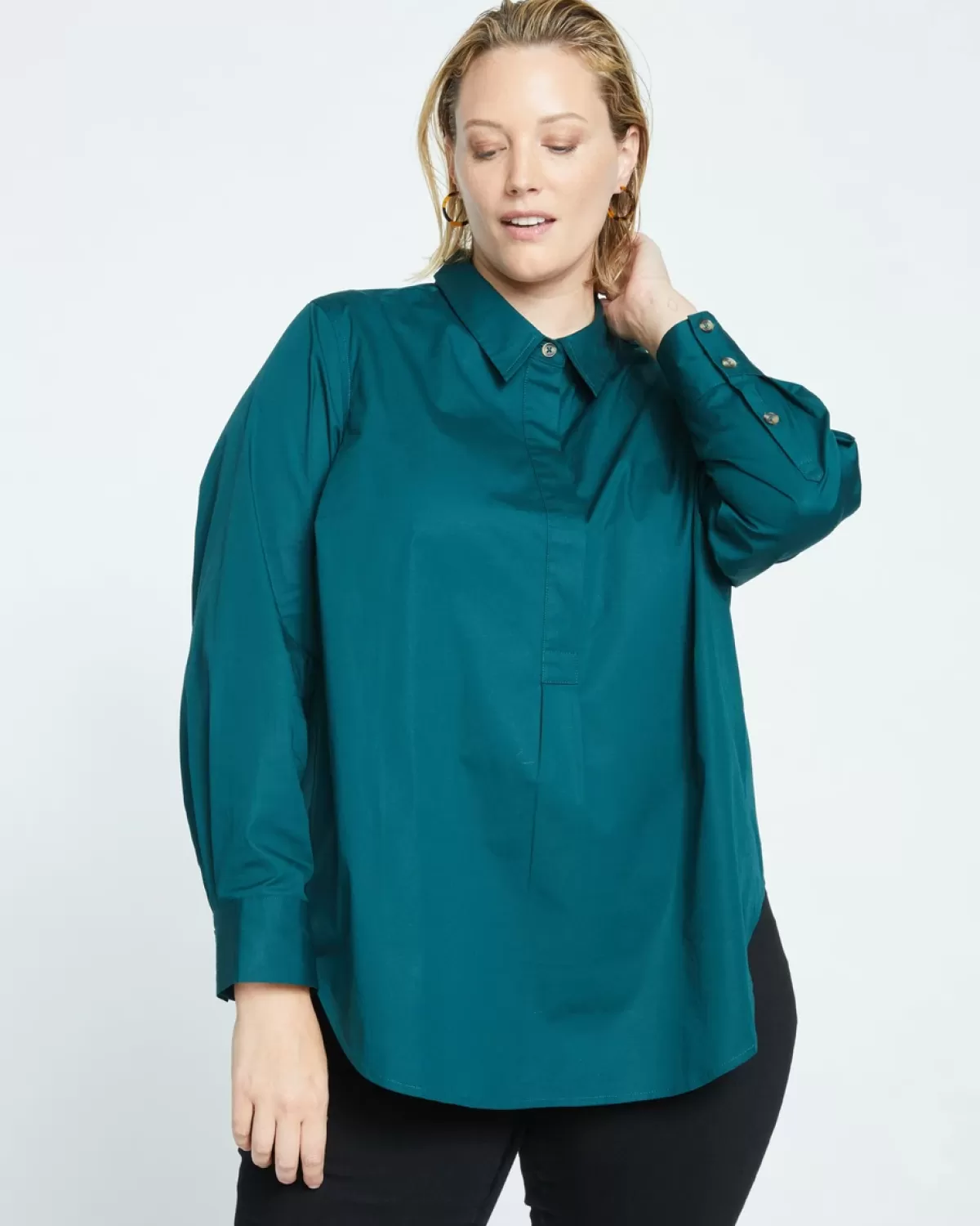 Elbe Popover Stretch Poplin Shirt Classic Fit>Universal Standard Flash Sale