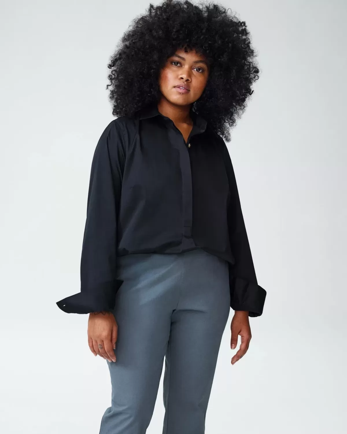 Elbe Popover Stretch Poplin Shirt Petite Fit>Universal Standard Shop