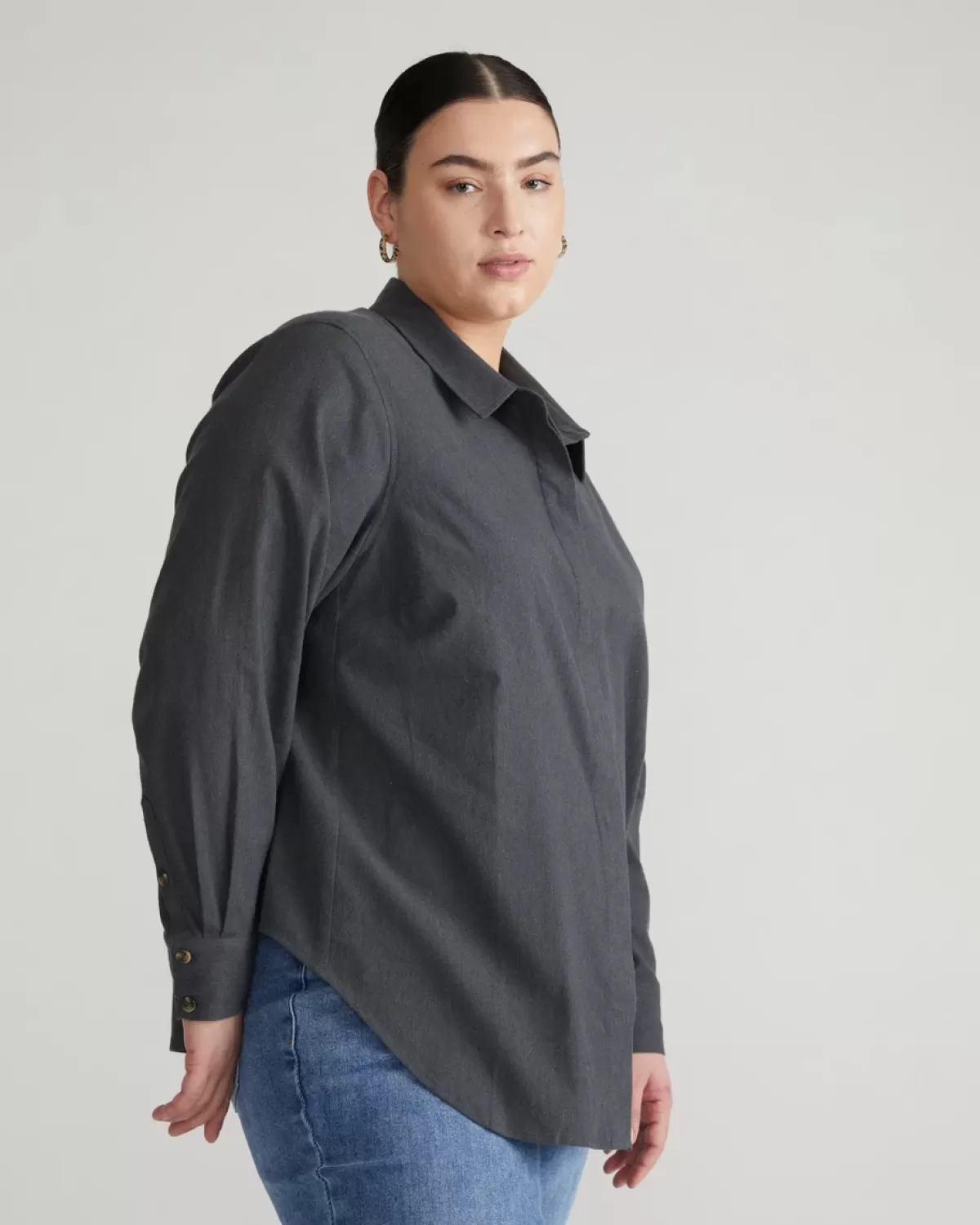 Elbe Stretch Cotton Flannel Shirt Classic Fit>Universal Standard Hot