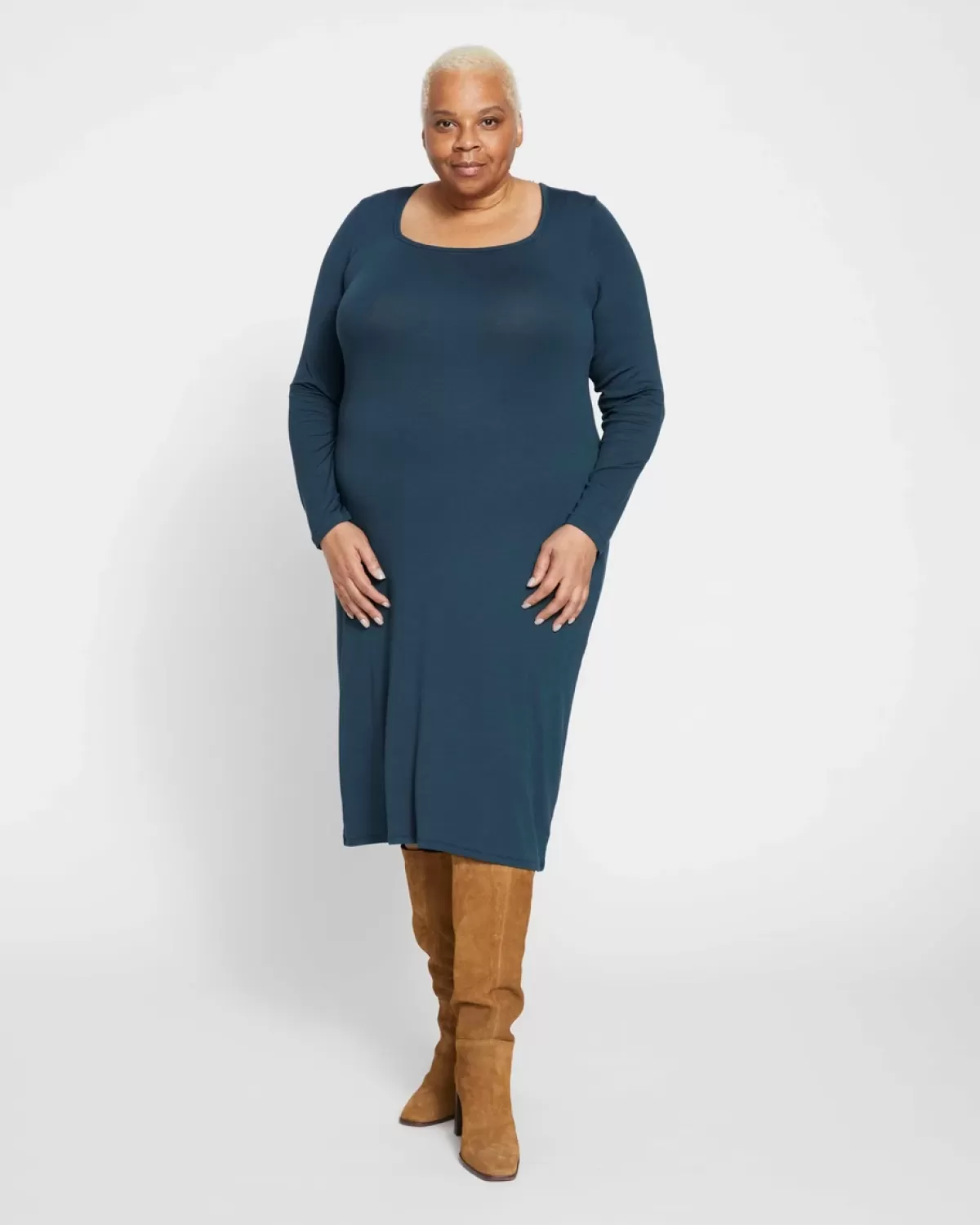 Foundation Long Sleeve Square Neck Dress>Universal Standard Shop