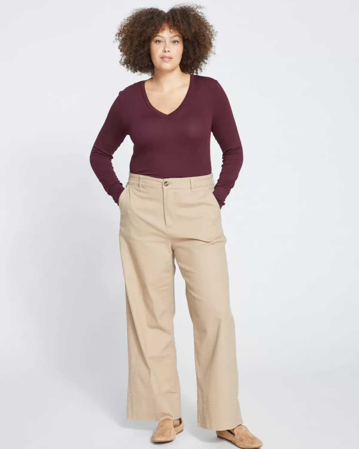 Foundation Long Sleeve V-Neck Tee>Universal Standard Flash Sale
