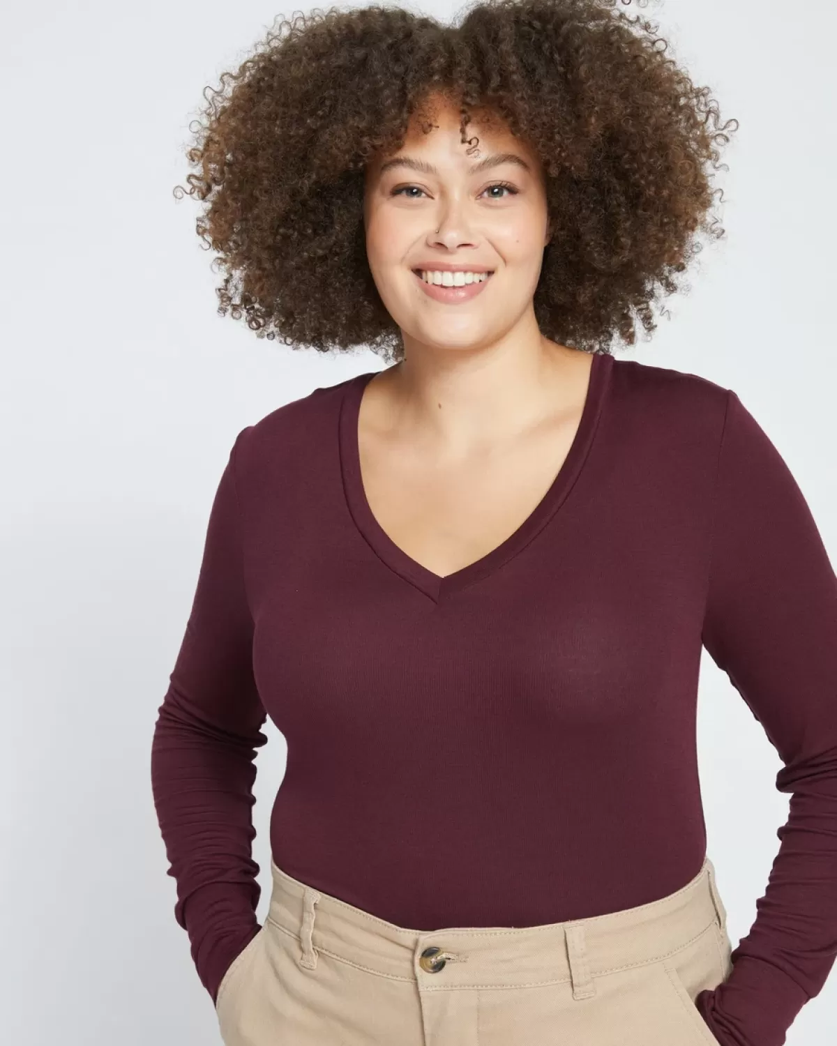 Foundation Long Sleeve V-Neck Tee>Universal Standard Flash Sale