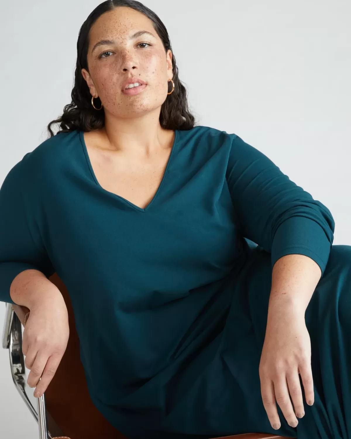 Iconic Long Sleeve V-Neck Geneva Dress>Universal Standard Hot