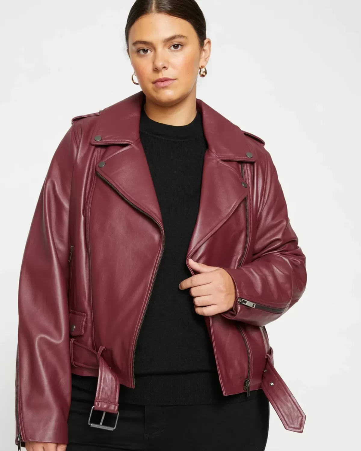 Leeron Leather Moto Jacket>Universal Standard Hot