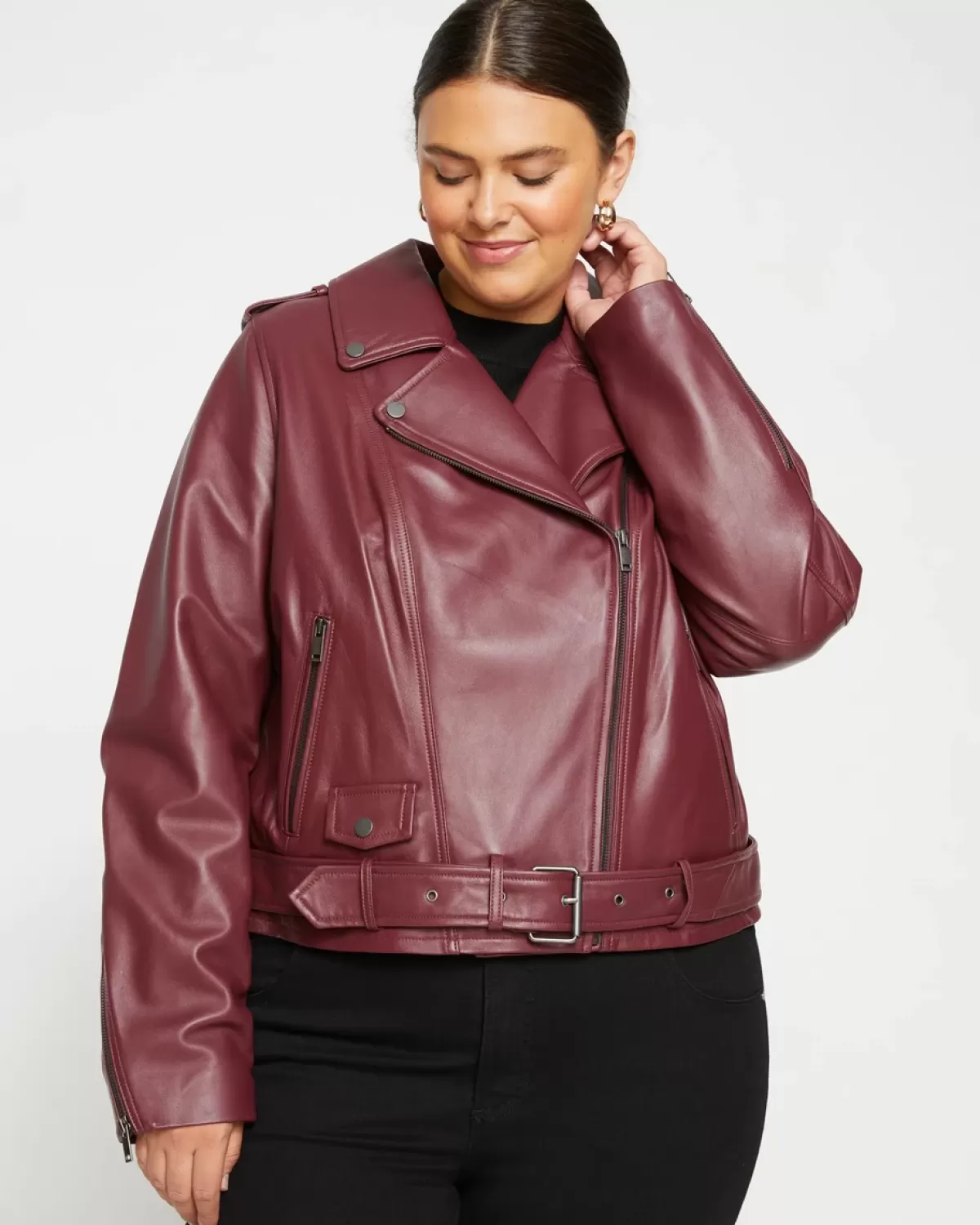 Leeron Leather Moto Jacket>Universal Standard Hot