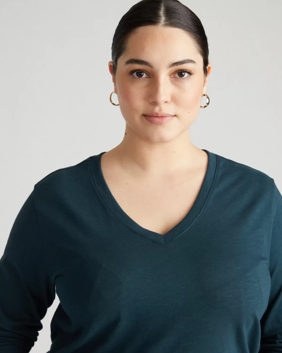 Light-As-Air Long Sleeve V Neck Tee>Universal Standard Clearance