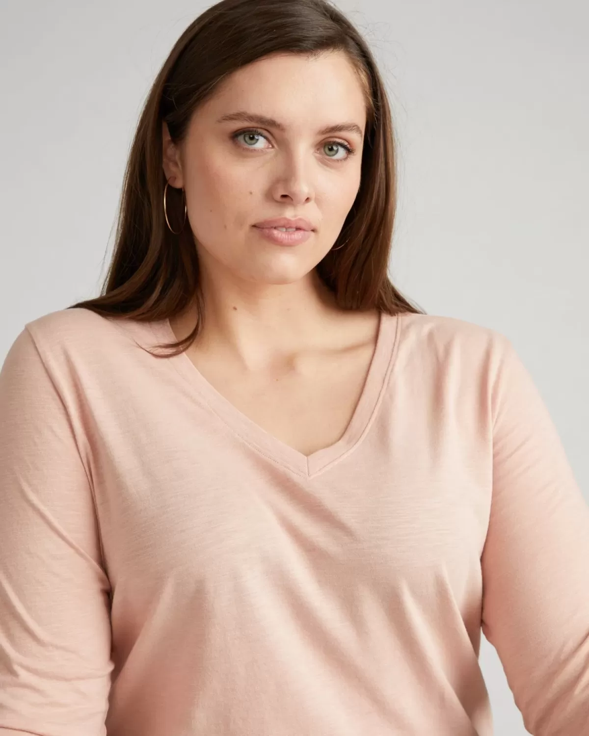 Light-As-Air Long Sleeve V Neck Tee>Universal Standard Flash Sale