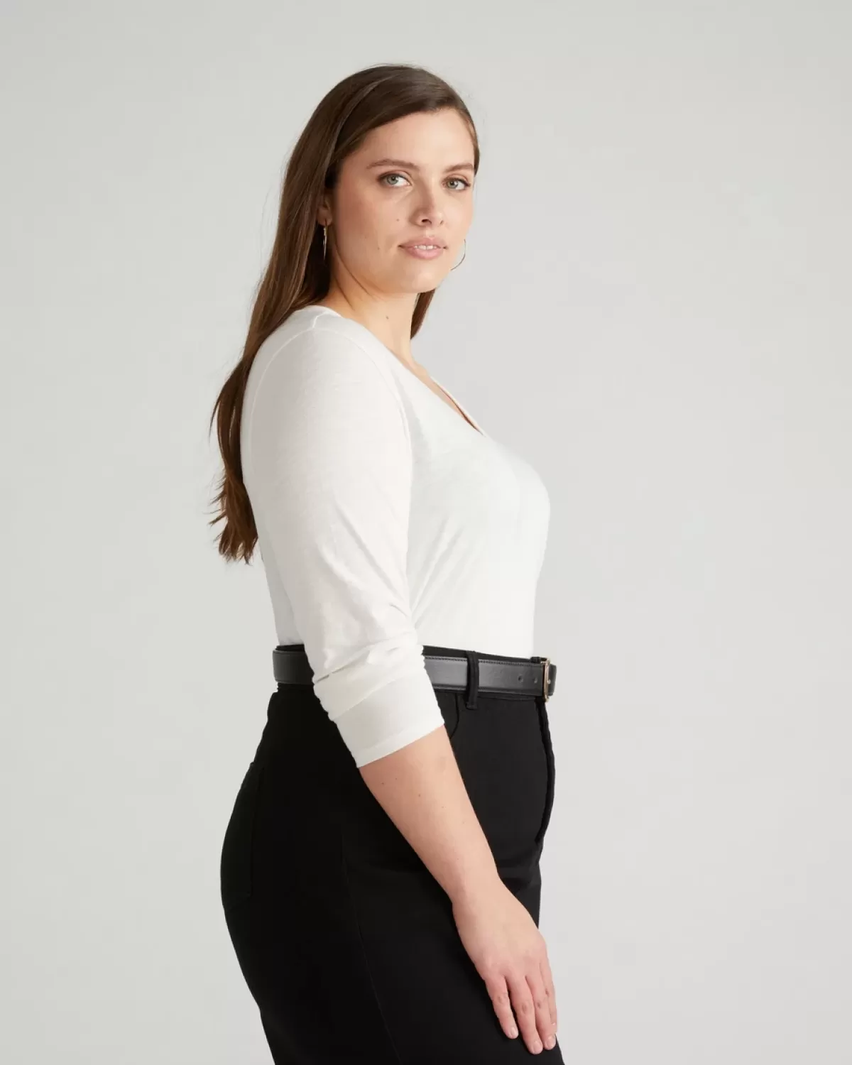 Light-As-Air Long Sleeve V Neck Tee>Universal Standard Sale
