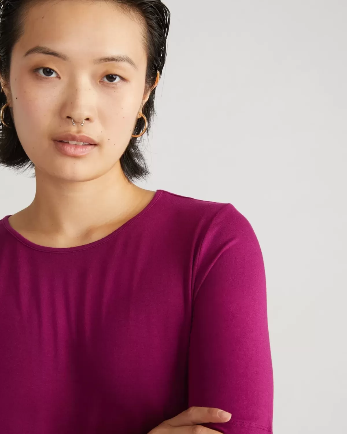 Lily Liquid Jersey Crew Neck Stovepipe Tee>Universal Standard Sale