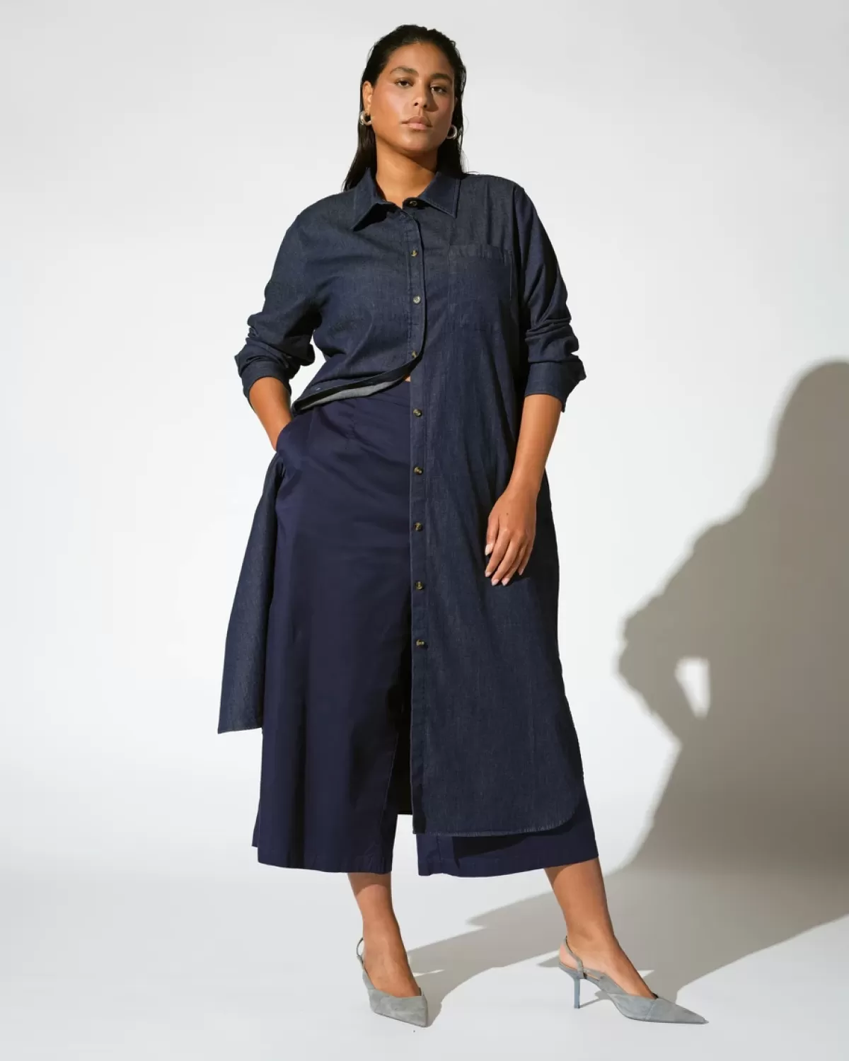 Odeon Stretch Cotton Chambray Shirtdress>Universal Standard Online