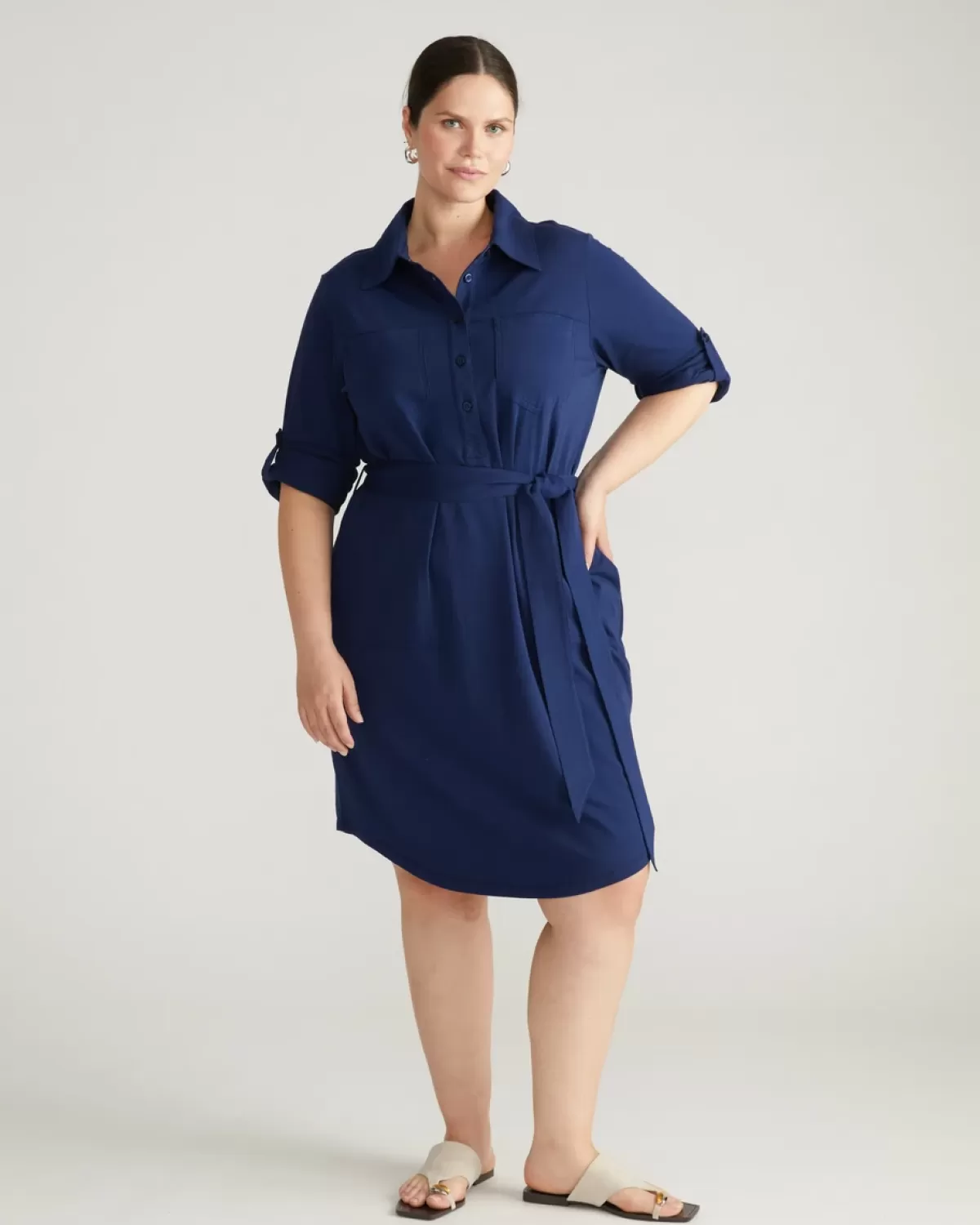 Rolled Sleeve Pima Cotton Shirtdress>Universal Standard Clearance
