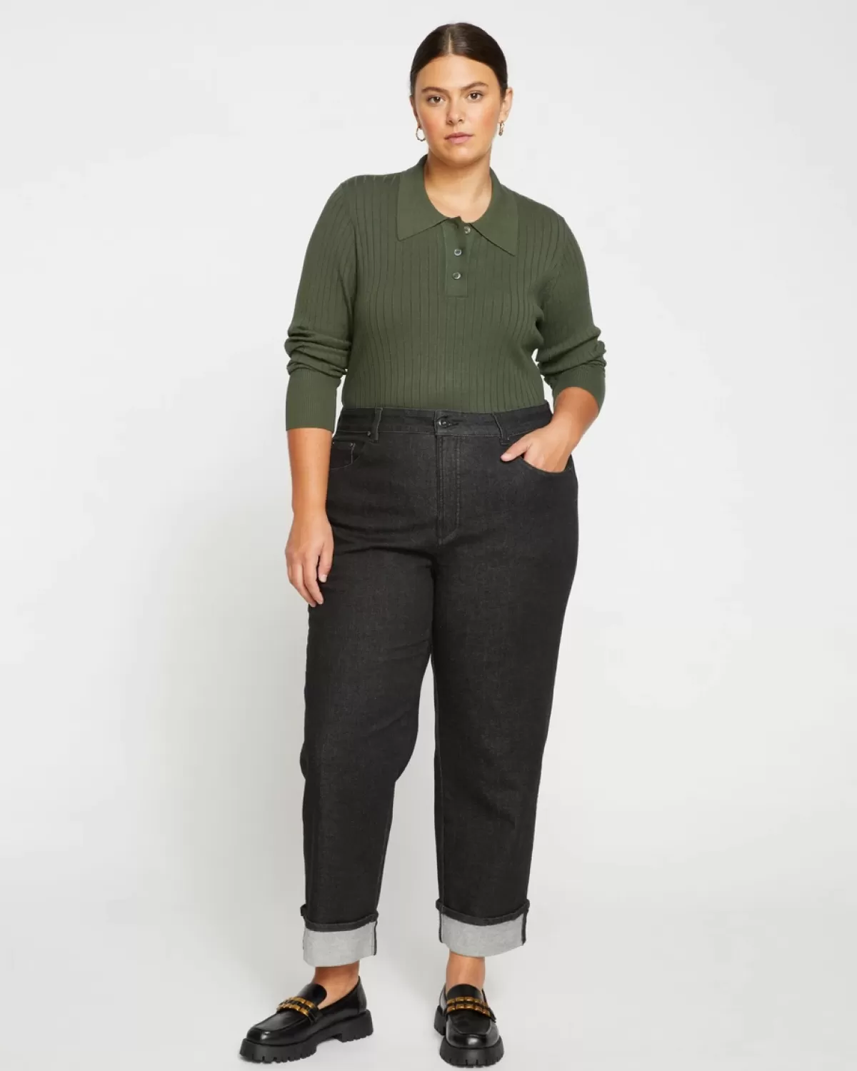 Stevie High Rise Cuffed Straight Leg Jeans>Universal Standard Outlet